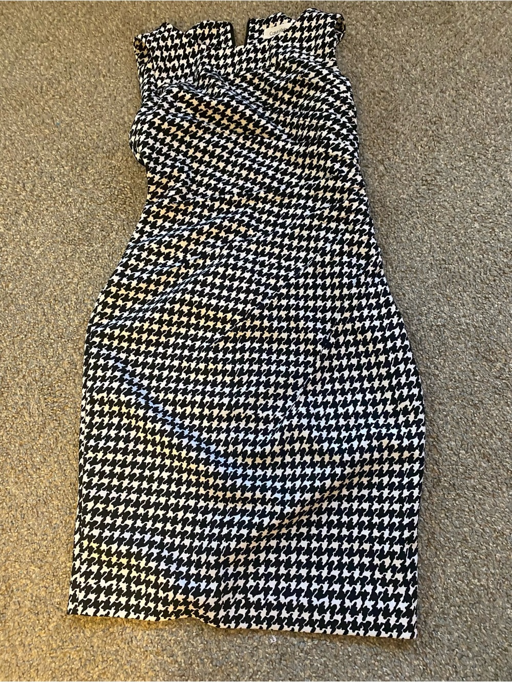 Calvin Klein Black and White Houndstooth  Dress